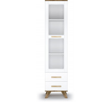 Шкаф-витрина 450 Вега Скандинавия (глянец, белый + дуб каньон)